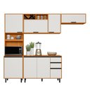 Ver imagem 2 de Cozinha Modulada Ravena 4 Peças com Balcão 120m com Tampo MDP - Freijó UV/Off Acetindo Poliman
