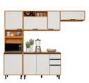 Ver imagem 2 de Cozinha Modulada Ravena 4 Peças com Balcão 120m com Tampo MDP - Freijó UV/Off Acetindo Poliman