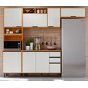 Ver imagem 1 de Cozinha Modulada Ravena 4 Peças com Balcão 120m com Tampo MDP - Freijó UV/Off Acetindo Poliman