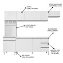 Ver imagem 3 de Cozinha Modulada 4 Peças Balcão sem Tampo 160cm Andréia Branco - Ajl Móveis