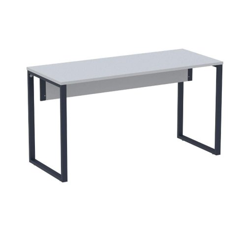 Mesa Escritório P25 Tub Pandin 134 Cm (larg) Tampo Mdp Cinza Pé Aço Tubular Azul Del Rey