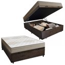 Ver imagem 1 de Cama Box Baú Casal Suede + Colchão de Molas Ensacadas Portobel Ipanema - 138x188x66cm Cor:marrom