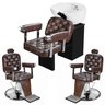 KIT Dubai Barber Lavatório e 2 Poltronas Reclináveis - Marri marrom croco Preta - 1
