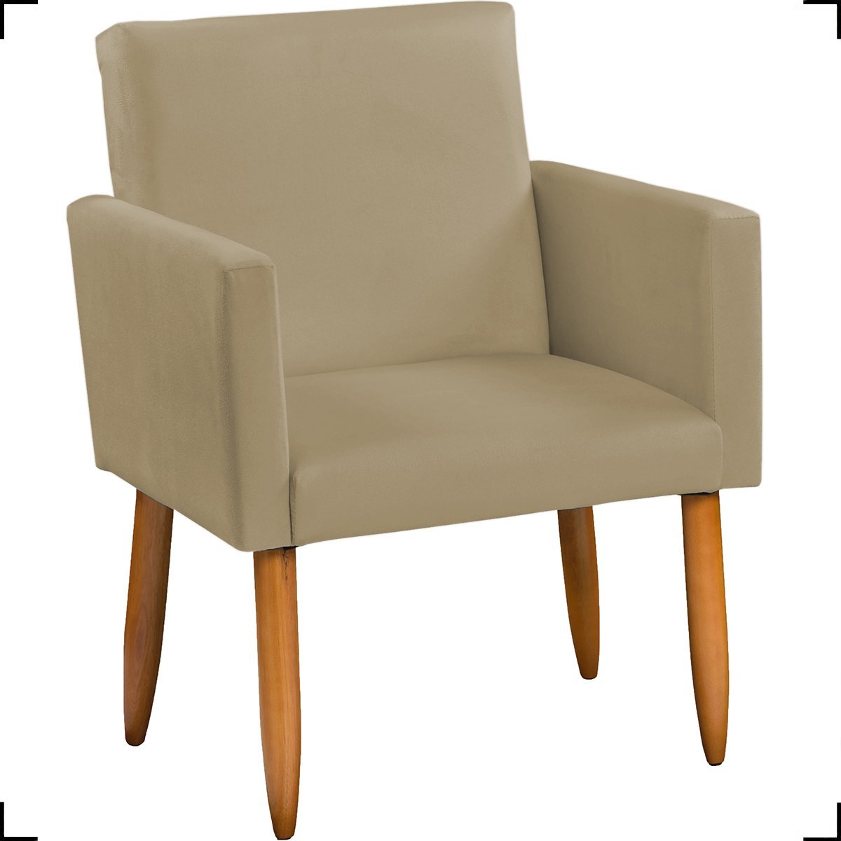 Poltrona Decorativa Cadeira Reforçada Para Sala E Recepção Escritório Suede Cores Pé Castanho - 2