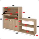 Ver imagem 7 de Sapateira Hall Entrada 2 Gaveta Basculante Puxador Concha Banco Prateleira Porta Sapatos Sala Quarto