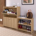 Ver imagem 3 de Sapateira Hall Entrada 2 Gaveta Basculante Puxador Concha Banco Prateleira Porta Sapatos Sala Quarto