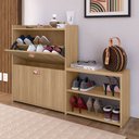 Ver imagem 3 de Sapateira Hall Entrada 2 Gaveta Basculante Puxador Concha Banco Prateleira Porta Sapatos Sala Quarto