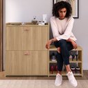 Ver imagem 2 de Sapateira Hall Entrada 2 Gaveta Basculante Puxador Concha Banco Prateleira Porta Sapatos Sala Quarto