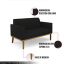 Ver imagem 3 de Poltrona Namoradeira Decorativa Isabella Pés Fixo em Madeira Preto Linho Preto G19 - Gran Belo
