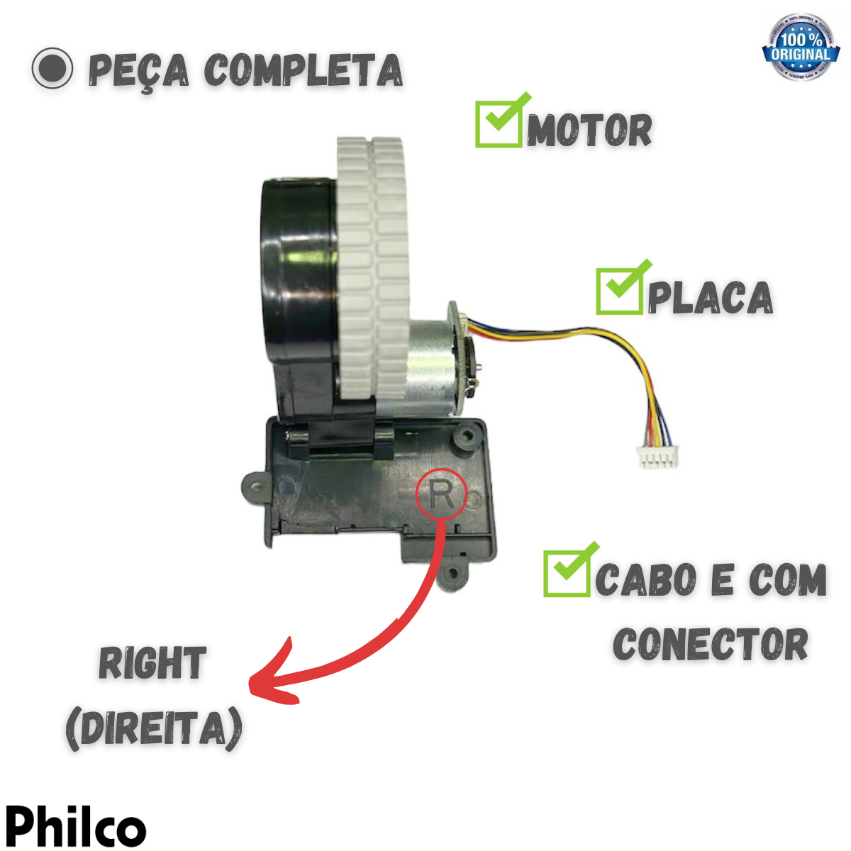 Roda Direita Montada Aspirador Robô Philco Pas09c Nova - 4