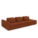 Ver imagem 2 de Sofá Ilha com Encosto e Almofadas Móveis Olimpo 395cm Modulado Linho Terracota G45 - Gran Belo