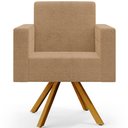 Ver imagem 5 de Poltrona Decorativa Giratória Base de Madeira Helô L02 Bouclê Mostarda - Lyam Decor