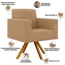 Ver imagem 3 de Poltrona Decorativa Giratória Base de Madeira Helô L02 Bouclê Mostarda - Lyam Decor