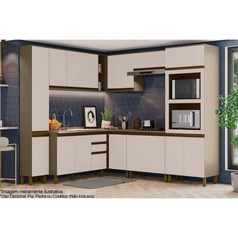 Cozinha Modulada Henn Connect 10 Peças (3aéreos+3balcões+2paneleiros+2complementos) C5p70 Duna-