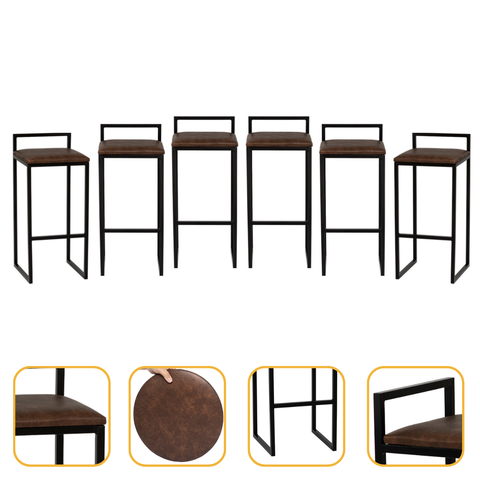 Kit 6 Banqueta Quadrada Preta para Balcão Ilha Cozinha Gourmet Bancada Piscina Bares Àrea de Lazer
