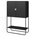 Ver imagem 1 de Balcão Bar Orgânico Luna Artesano 90 Cm (larg) em Mdp Nero Quatro Portas Base Metal Preto
