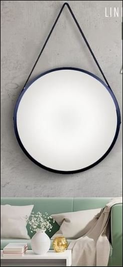 Espelho Adnet Redondo 40cm Preto Alça Com Suporte Pendurador - 3