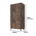 Ver imagem 3 de Armario Lavanderia Michele 2 Pts 1,10m com Rodinhas Chocolate