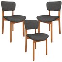 Ver imagem 2 de Kit 03 Cadeiras para Sala de Jantar Cozinha Living Estofada Dara L02 Linho Cinza Escuro - Lyam Decor