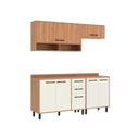 Ver imagem 1 de Cozinha Completa Modulada 4 Peças 190x220 cm Amadeirado Off White Casamia