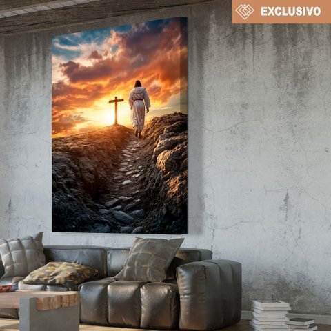 Quadro Decorativo Jesus e a Cruz Sala Quarto Casa Escritório