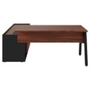 Ver imagem 7 de Mesa L Diretor Escritório com Armário Lateral 3 Gavetas 200cm Industrial Tampo Cavado e Pés Metal Executive Louro Preto Com Preto