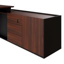 Ver imagem 6 de Mesa L Diretor Escritório com Armário Lateral 3 Gavetas 200cm Industrial Tampo Cavado e Pés Metal Executive Louro Preto Com Preto