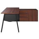 Ver imagem 5 de Mesa L Diretor Escritório com Armário Lateral 3 Gavetas 200cm Industrial Tampo Cavado e Pés Metal Executive Louro Preto Com Preto