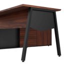 Ver mais imagens de Mesa L Diretor Escritório com Armário Lateral 3 Gavetas 200cm Industrial Tampo Cavado e Pés Metal Executive Louro Preto Com Preto