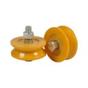 Ver imagem 2 de Kit 2 Roldana Portão Nylon Laranja 2" Cantoneira com Parafuso - Fp