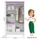 Ver imagem 4 de Guarda Roupa Solteiro Madri 4 Portas e 2 Gavetas Color Flex Branco/lilás - Moval