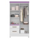 Ver imagem 3 de Guarda Roupa Solteiro Madri 4 Portas e 2 Gavetas Color Flex Branco/lilás - Moval