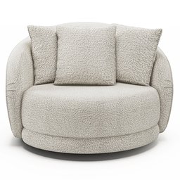 Poltrona Decorativa Sala de Estar Base Giratória em Aço Witta M03 Bouclê Branco - Lyam Decor - 3