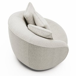 Poltrona Decorativa Sala de Estar Base Giratória em Aço Witta M03 Bouclê Branco - Lyam Decor - 5