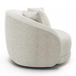 Poltrona Decorativa Sala de Estar Base Giratória em Aço Witta M03 Bouclê Branco - Lyam Decor - 4