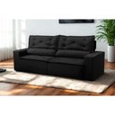 Ver imagem 1 de Sofá Retrátil e Reclinável 3 Lugares com Molas 1,80m Lima Suede Preto Mirra Decor