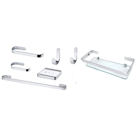 Kit de Acessórios para Banheiro Th Shop 2 Kits 14 Peças Alumínio Maciço Polido Marini