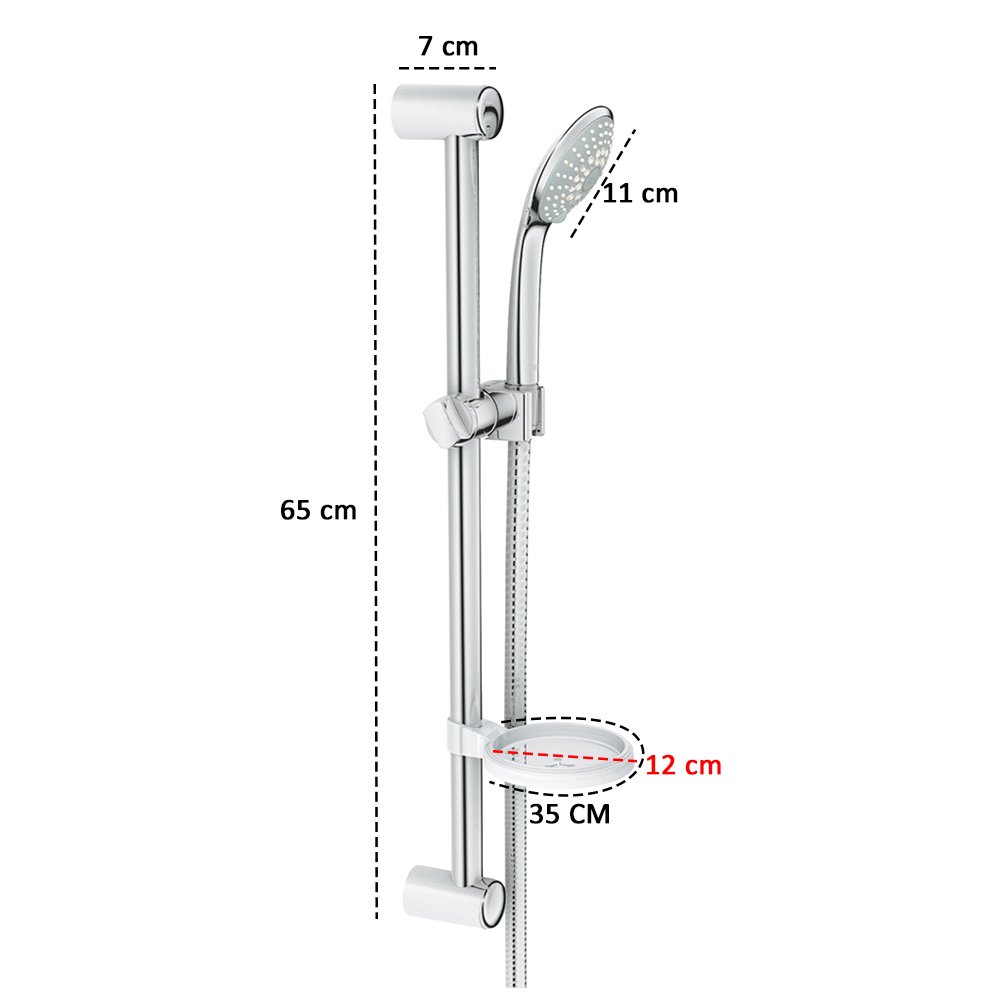 Ducha Chuveiro de Mão Com Suporte Ajustavel Saboneteira Flexivel Banheiro Casa - 9