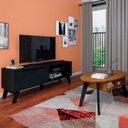Ver imagem 1 de Sala de Estar Completa para TV Até 60 Polegadas Lotus 1 Porta Preto/Pinho - Pnr Móveis