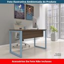 Ver imagem 2 de Mesa Escritório P25 Tub Pandin 150 Cm (larg) Tampo Mdp Walnut Pé Aço Tubular Azul Dali