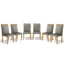 Ver imagem 1 de Kit com 6 Cadeiras Aurora Madeira Maciça Estofadas para Mesa de Jantar Veludo Chumbo 109