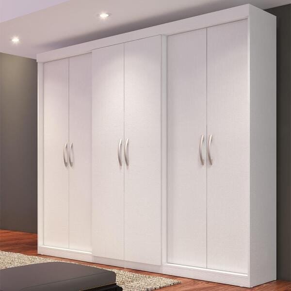 Guarda-roupa Branco 6 Portas Casal Édez Pine