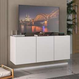 Rack para Tv até 32 Polegadas com 3 Portas Suspenso Multimóveis Mp1066 Branco - 2