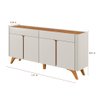 Buffet Aros 4 Portas Pés Madeira Maciça - Mavaular Off White/naturalle - 4