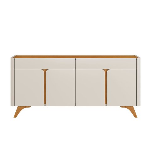 Buffet Aros 4 Portas Pés Madeira Maciça - Mavaular Off White/naturalle