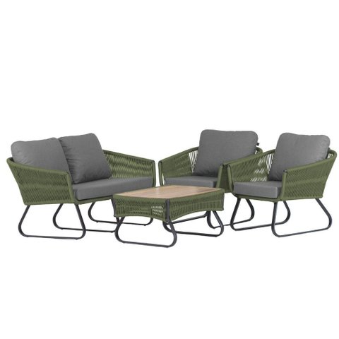 Conjunto de Poltronas, Namoradeira e Mesa Milão em Alumínio com Almofadas Impermeáveis para Trama Or