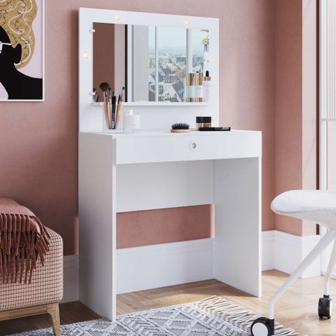 Penteadeira 72cm C/ Espelho e Iluminação Led Pe070 Art In Móveis - Branco