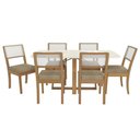 Ver imagem 5 de Conjunto Mesa Elma Premium Madeira Maciça C/ Tampo Madeirado C/ Vidro 170x90cm e 6 Cadeiras Lola