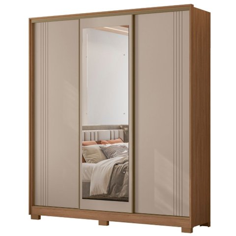 Guarda Roupa Casal Dallas com Espelho 3 Portas Moval:Carvalho Fendi
