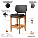 Ver imagem 6 de Kit 04 Banquetas Baixa Bar Cozinha e Sala de Jantar Fixa Betta L02 Imbuia Couríssimo Preto - Lyam